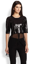 Thumbnail for your product : Sachin + Babi Cece Sheer Chiffon-Underlay Sequined Top