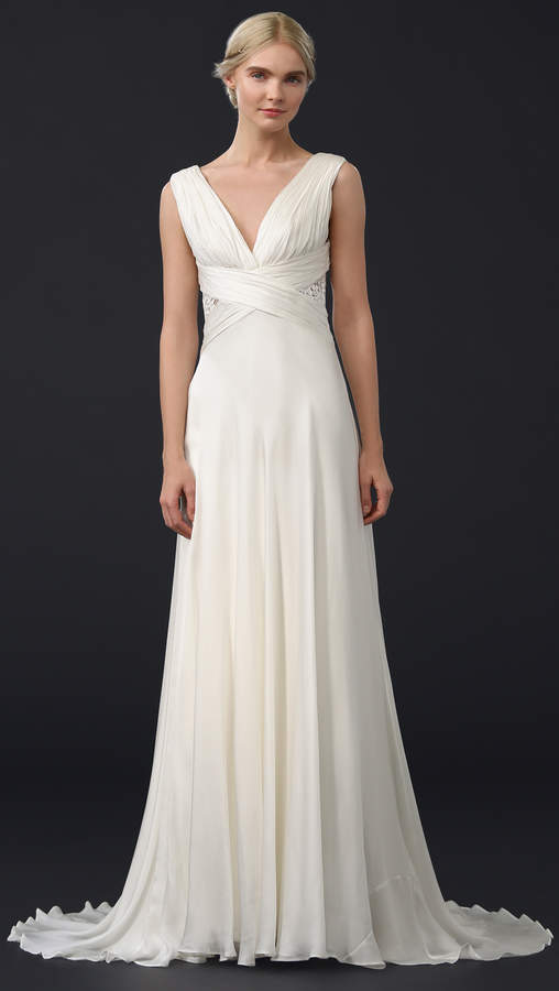 Theia Ruched Chiffon Gown - ShopStyle