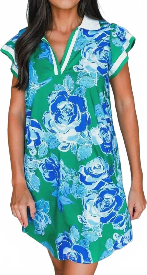 Aapparella Grayson Mini Dress In Blue/green