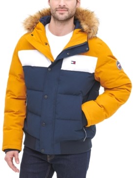 tommy hilfiger puffer jacket mens yellow