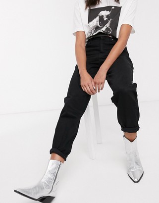 Topshop tapered jeans in black