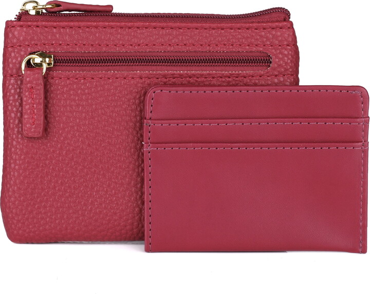 Julia Buxton Women’s Pebble RFID Pik-Me-Up Large ID Coin Card Case, Red