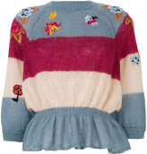 Red Valentino - embroidered frill knitted top