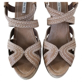 Thumbnail for your product : Miu Miu Beige Leather Sandals