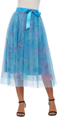 Alcea Rosea Womens High Waist Tutu Prom Party Mini Skirt Tulle A-line Skirt One-Size