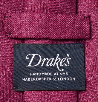 Drakes 8cm Herringbone Wool, Silk and Linen-Blend Tie