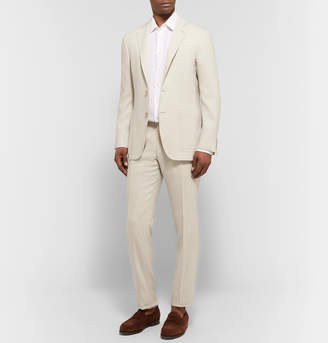 Canali Blue Kei Slim-Fit Linen And Wool-Blend Suit Trousers