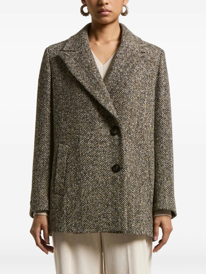 Peserico Herringbone Tweed Coat