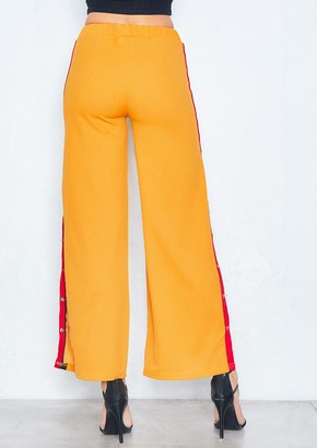 Ever New Neema Mustard Side Stripe Popper Trousers