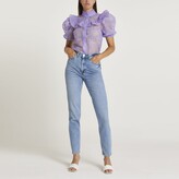 Thumbnail for your product : River Island Womens Purple floral print frill detail shirt