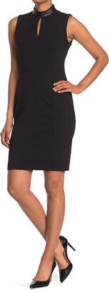 calvin klein split neck sheath dress