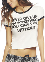 Thumbnail for your product : Wet Seal Never Give Up Crop Tee