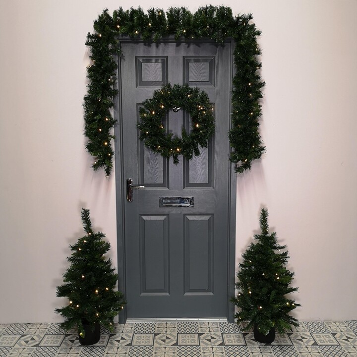 Samuel Alexander Pre Lit Christmas Door Decoration Kit 90cm Trees