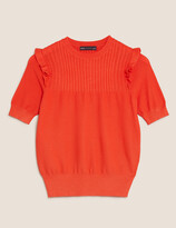 Thumbnail for your product : Marks and Spencer Crew Neck Frill Detail Knitted Top