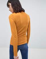Thumbnail for your product : Pieces Ribbed High Neck Long Sleeved Top