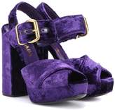 Thumbnail for your product : Prada Velvet plateau sandals