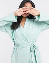 Thumbnail for your product : ASOS DESIGN jersey mini robe in mint