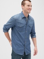 Thumbnail for your product : Gap Print Denim Shirt in Slim Fit