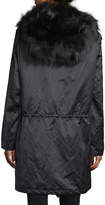 Thumbnail for your product : Michael Kors Button-Front Anorak Jacket W/Fur Hood, Black