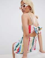 Thumbnail for your product : Vero Moda Petite Stripe Square Neck Mini Dress With Tie Back