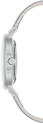 Nine West Women's Glitter Silver-Tone Imitation Leather Strap Watch 36mm NW-1959SVSV