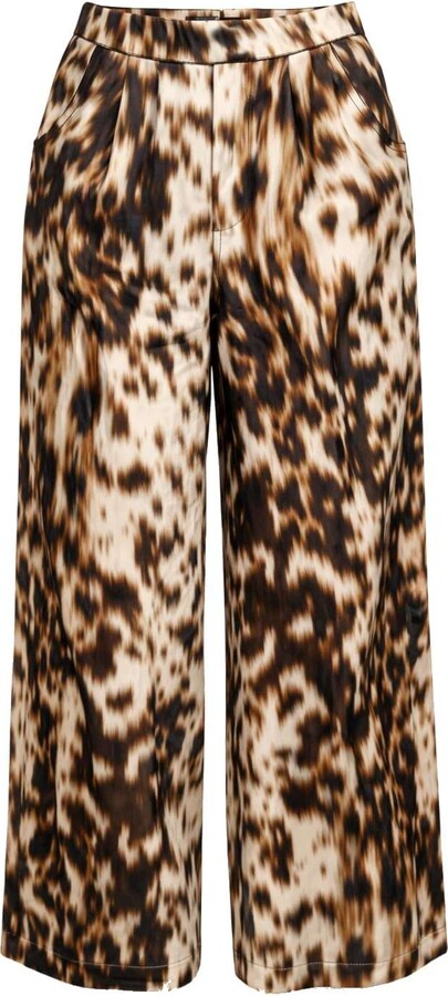 Oh!Zuza Night&Day Neutrals / Brown Echo Wide-Leg Viscose Satin Trousers – Chocolate Print