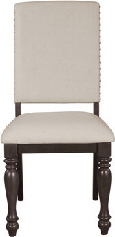 Darby Home Co 2pc Of Grayish Brown Wood Frame Dining Chairs With Velvety Fabric Upholstery And Charming Nailhead Trim Upholstered Chairs 2pc Frame Alluring