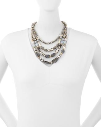 Nakamol Multi-Strand Beaded Collar Necklace, Silver Mix