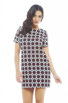 Thumbnail for your product : AX Paris Red Monochrome Daisy Printed Smock Dress
