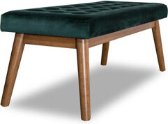 Delilah Modern Bench - Green Velvet