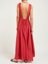 Thumbnail for your product : Three Graces London Felicienne V-neck Silk Maxi Dress - Red