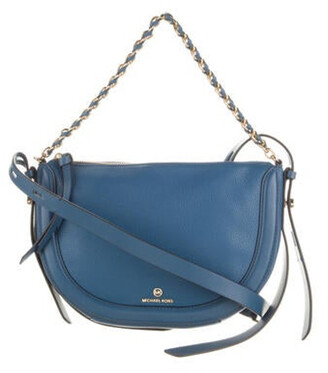 blue leather cross body bolsa