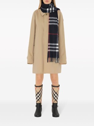 Burberry Fringed Check Cashmere Scarf