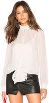Thumbnail for your product : 1 STATE Long Sleeve Smocked Neck Sheer Check Blouse