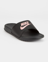 blue nike benassi swoosh golden check slides