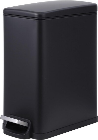 GustoWave 10L/2.6GALStainlessSteelSmallTrashCanSlimDesignStepOnFootPedalforToiletBedroomKitchenBlack