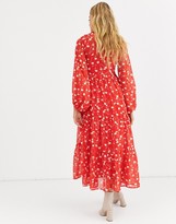 Thumbnail for your product : ASOS DESIGN tiered long sleeve smock maxi dress in floral print