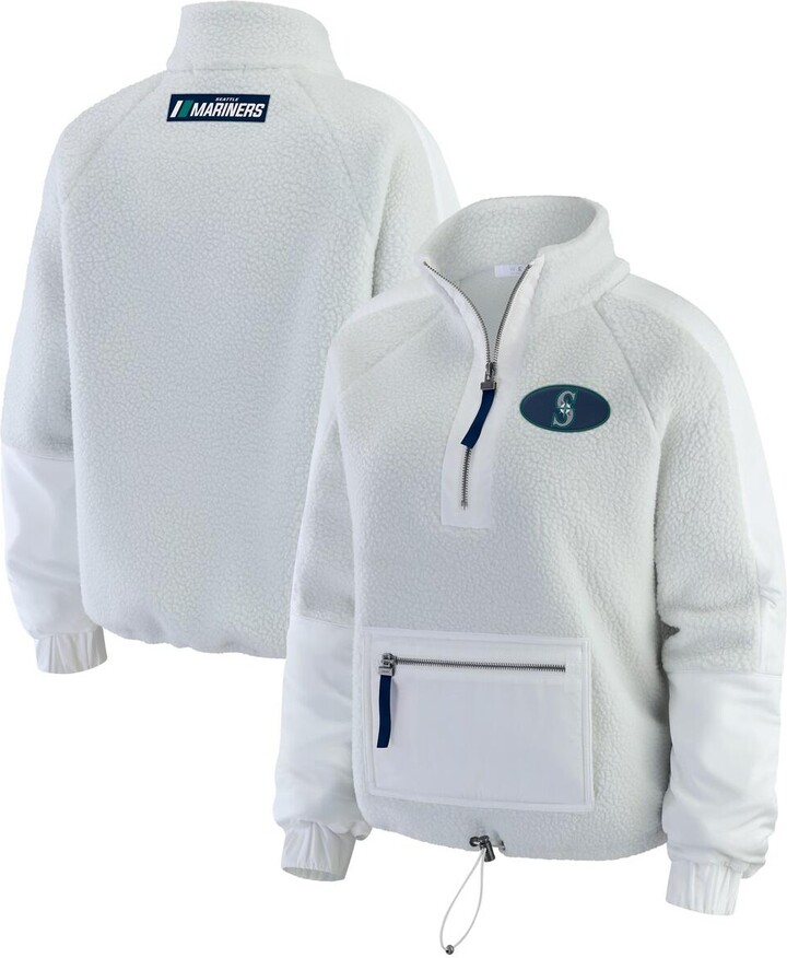 Wear by Erin Andrews Women's Gray Seattle Mariners Polar Fleece Quarter-Zip Jacket