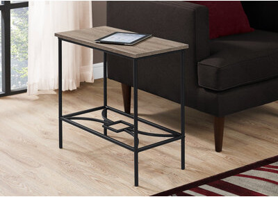 Mercer41 Accent Table Side End Narrow Small 2 Tier Brown Laminate Black Metal Contemporary Modern