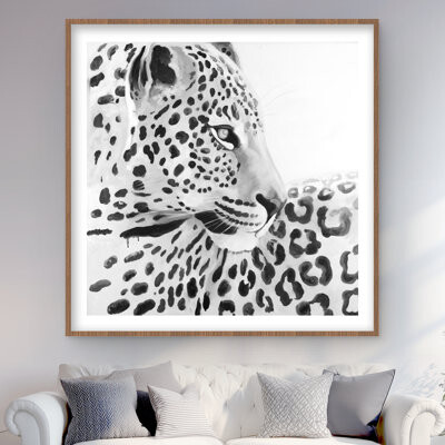 Lark Manor Beautiful leopard - Framed Matted Print for Animal Decor
