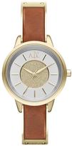 Thumbnail for your product : Armani Exchange Silver and Gold Dial and Tan Leather Strap Ladies Watch