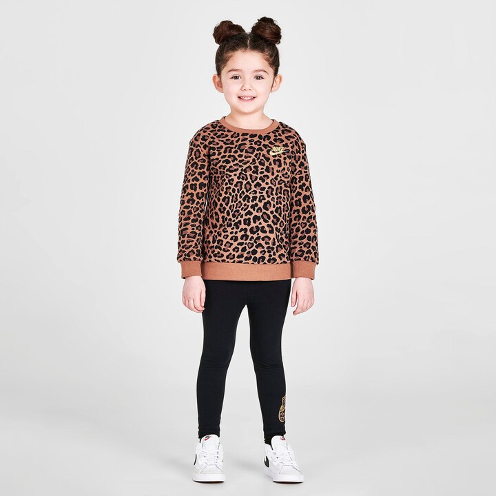Nike Girls' Toddler Sportswear Leopard Crewneck Sweatshirt and Leggings Set  - ShopStyle