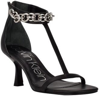 Calvin Klein Women's Nova Chain Ankle Strap T Strap High Heel Dress Sandals  Women's Shoes - ShopStyle