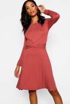 Thumbnail for your product : boohoo Tall Twist Front Polka Dot Skater Dress