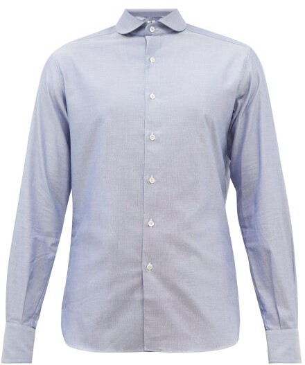 Sébline - Chemise De Garçon Round-collar Cotton-oxford Shirt - Blue White -  ShopStyle