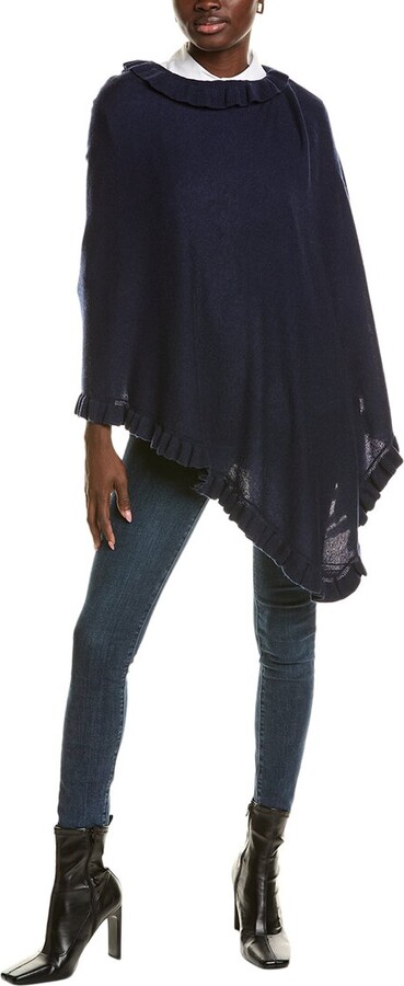 Sofia Cashmere Ruffle Trim Wool & Cashmere-Blend Poncho