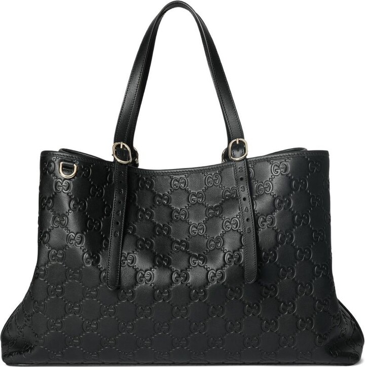 Gucci Gg Emblem Large Leather Tote