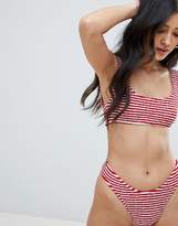 Thumbnail for your product : ASOS Design Mix And Match Crinkle High Leg Hipster Bikini Bottom In Stripe