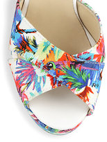 Thumbnail for your product : Love Moschino Jungle Printed Canvas Wedge Sandals