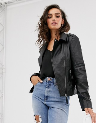 Y.A.S leather jacket - ShopStyle